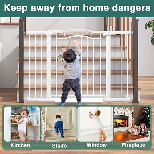 Miniatura 6 de Fairy Baby Puerta extra ancha para bebés para niños o mascotas, puerta de seguridad infantil para la puerta de la casa, 59.84 a 62.60 pulgadas