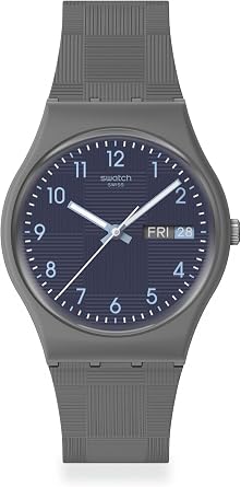 Swatch Unisex Casual Watch Grey Bio-sourced Quartz Tile DIAL