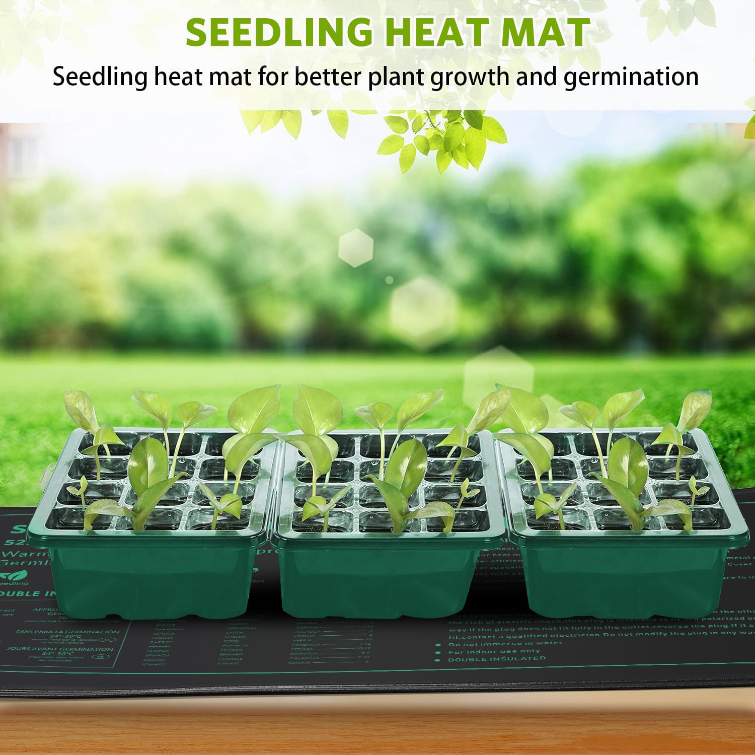 NAMOTEK Station de Germination 5 pièces avec Tapis Chauffant et couvercles – 60 cellules, Mini-Serre chauffée pour semis – Kit de Germination avec Tapis Chauffant