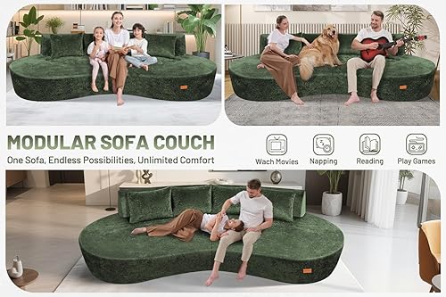 Miniatura 5 de Homguava Sofá modular modular de 104 pulgadas, sofá moderno curvo con espuma viscoelástica, sofá nube de asiento profundo con 4 almohadas, sofás