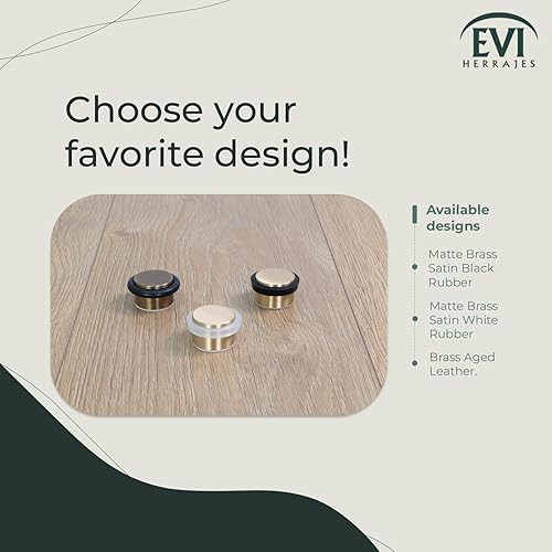 Miniatura 6 de EVI  Tope de puerta montado en el suelo  Base roscada adhesiva o atornillada  0.8 x 1.1 pulgadas  Silicona natural  Acabado de latón  Fácil