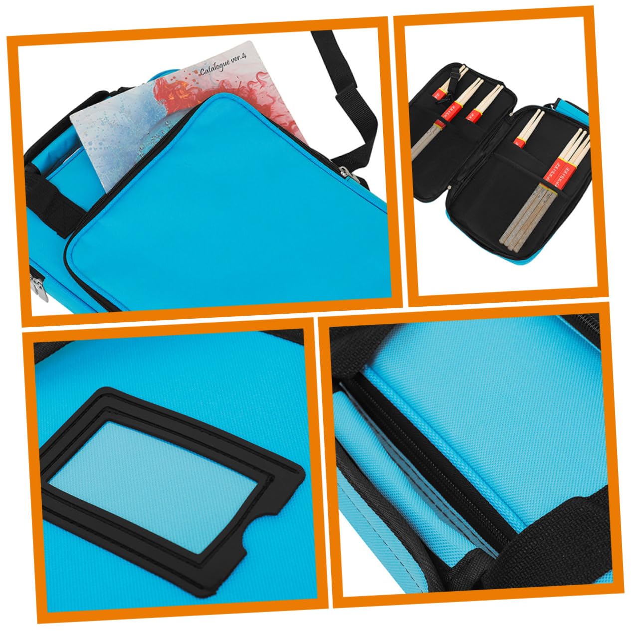 GALPADA Borsa Tracolla e Manici Bacchette Batteria Oxford Blu per e Comoda da Trasportare, Sacchetto di Conservazione per Percussioni