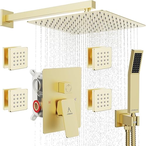 Miniatura 19 de Sistema de Ducha Moderno de Lluvia de Latón Juego de Grifería con Válvula y Desviador Mezclador de Ducha con Ducha de Mano de Alta Presión Válvula