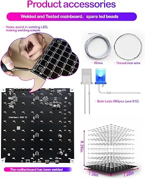 3D Led Cube DIY Electronics Kit Soldering Project Kit (3D8S-BLUE)