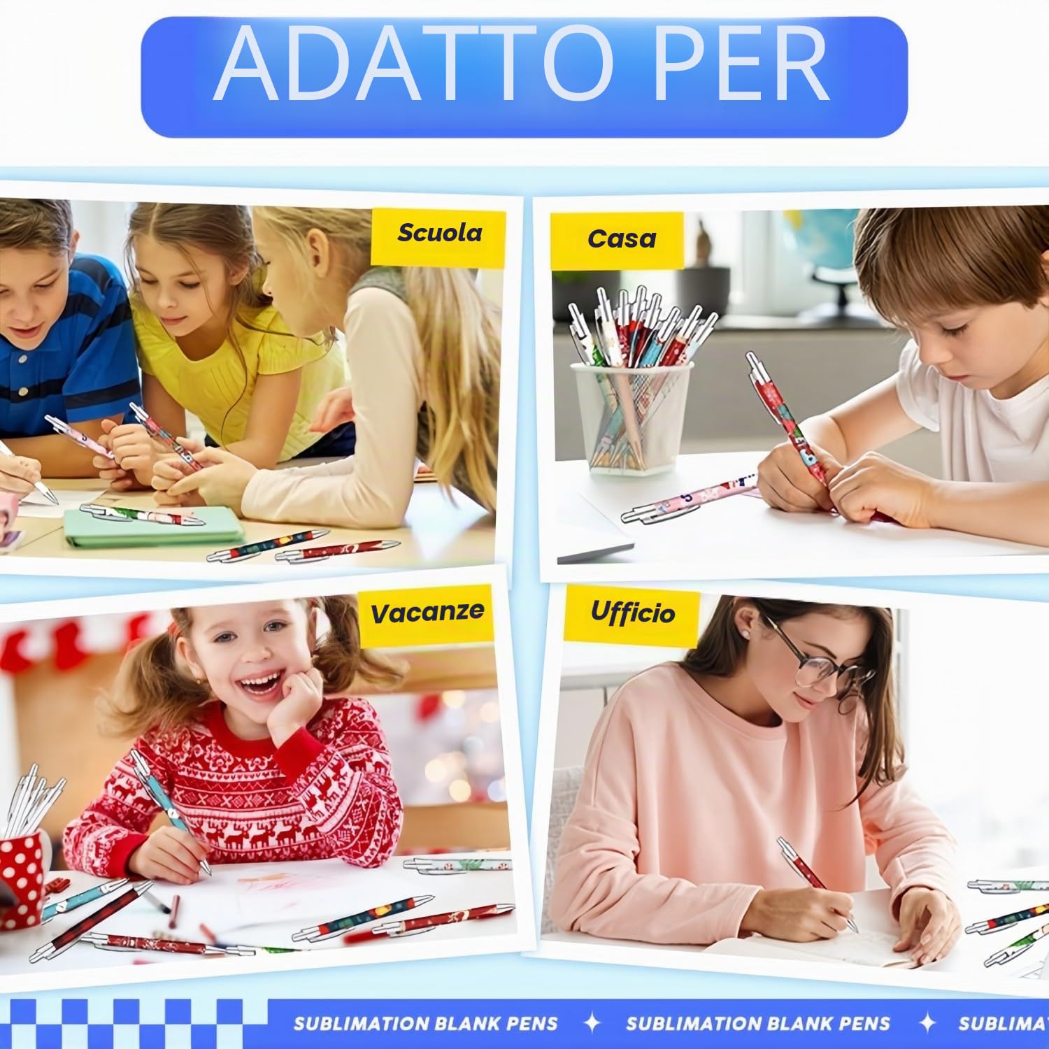 LATERN 20 Pezzi Penna a Sfera a Sublimazione, 14CM Penna a Trasferimento Termico Vuota Penna a Sfera Retrattile con Clip in Alluminio con 20 Pellicole Termoretraibili per Ufficio Scuola Natale