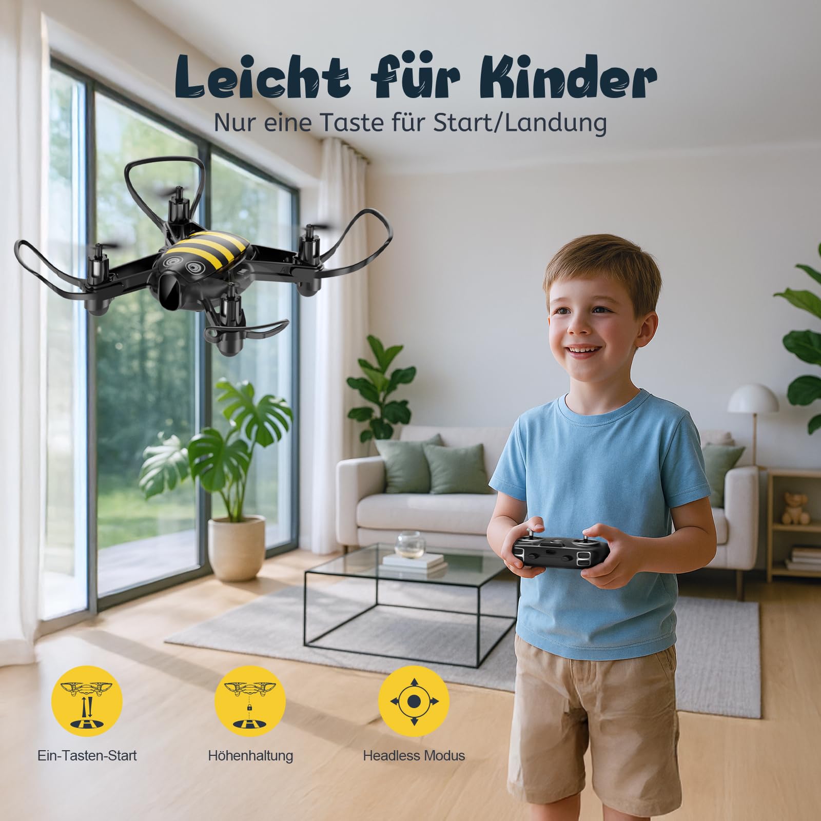 Loolinn | Drohne als Geschenk für Kinder - Lustiges Design, Leicht zu fliegen, kindersicher, 360°-stunts, Lade-Hub und zwei Akkus inklusive (Festtagsgeschenk für Jungen und Mädchen)