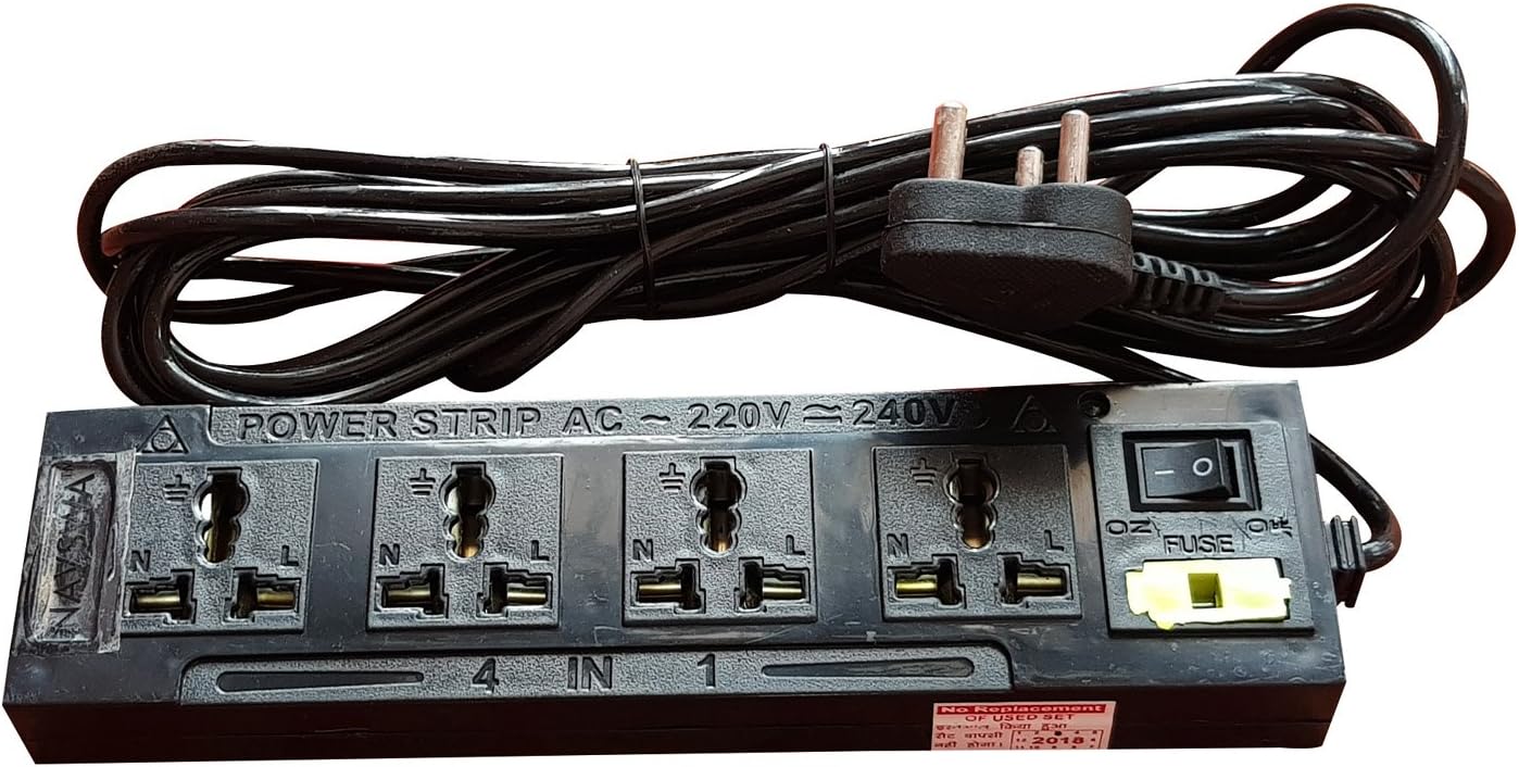 NAVSWA 4+1 Power Strip Electrical Extension Board 4 Sockets with 1 Power Switch - 3 Cores (4.6 Meters)
