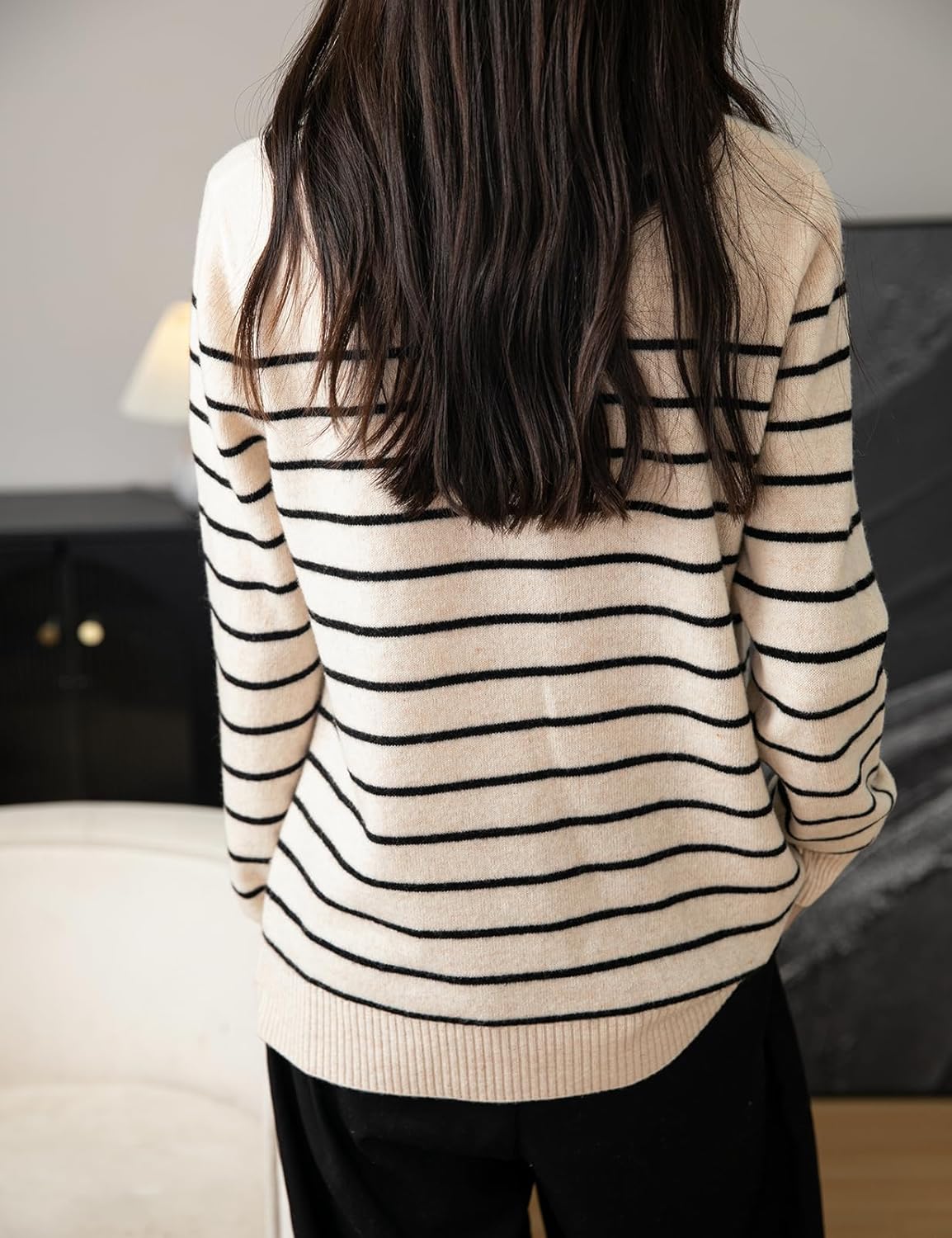 Chanyarn Women's 100% Merino Wool Sweater 2025 Fall Winter Crew Neck Striped Long Sleeve Warm Soft Knit Sweater - Image 6