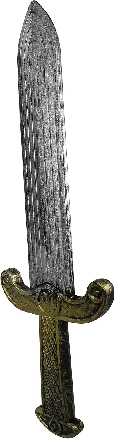 Nicky Bigs Novelties Roman Short Sword Prop – Plastic Medieval Dagger, Gold Handle & Silver Blade Costume Accessory - Image 4