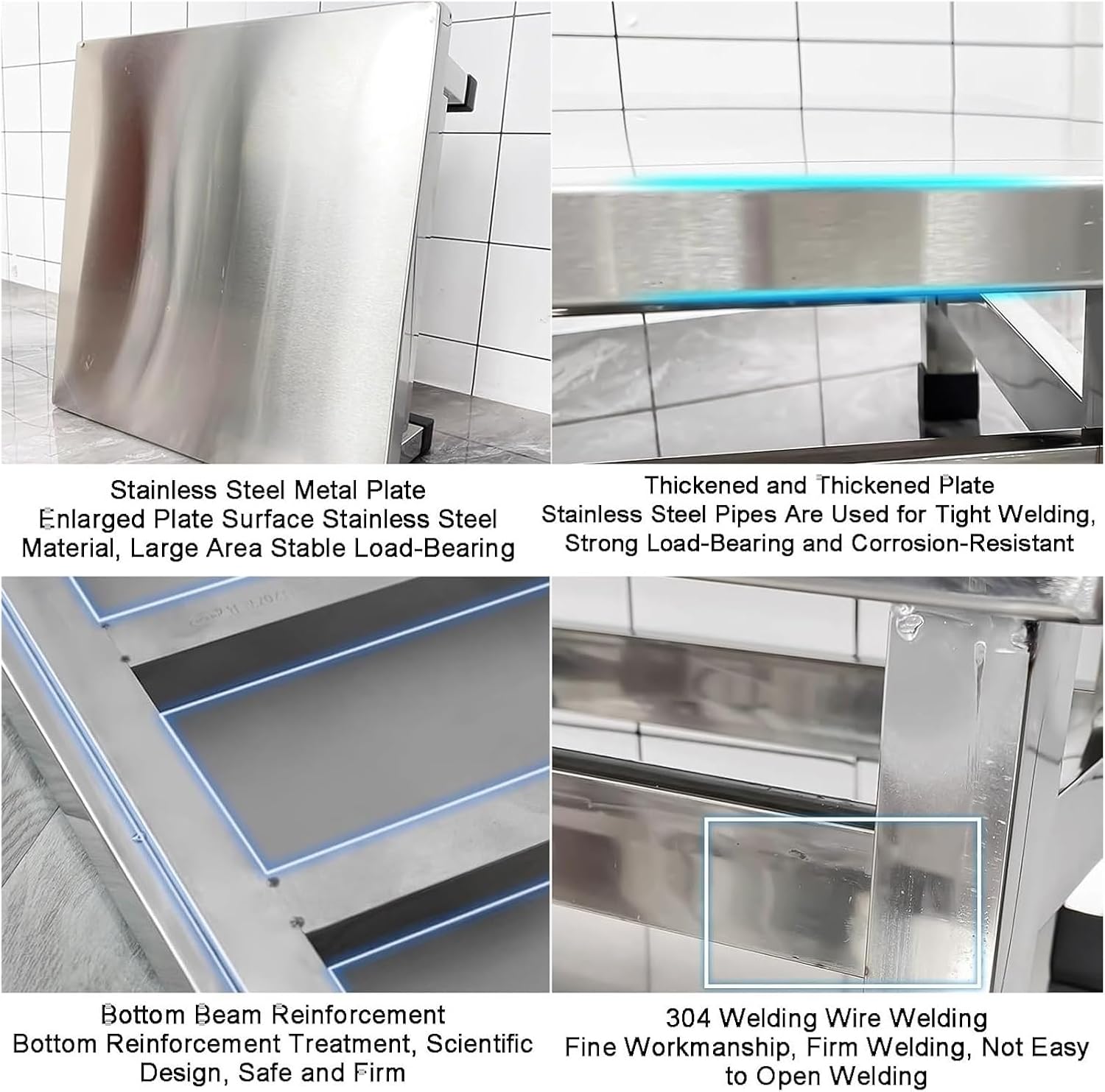 ステンレススチール製エアコン＆洗濯機ベーススタンド 頑丈な家具家電フロアシェルフブラケット ガレージ キッチン 店舗用 強化サポート