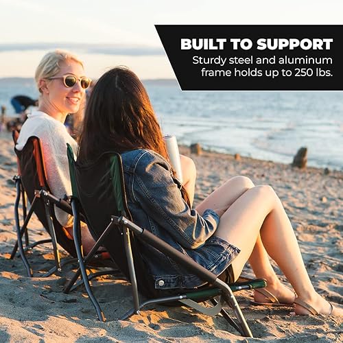 Miniatura 6 de Cascade Mountain Tech silla de camping silla plegable de perfil bajo para camping playa picnic barbacoas eventos deportivos con bolsa de transporte