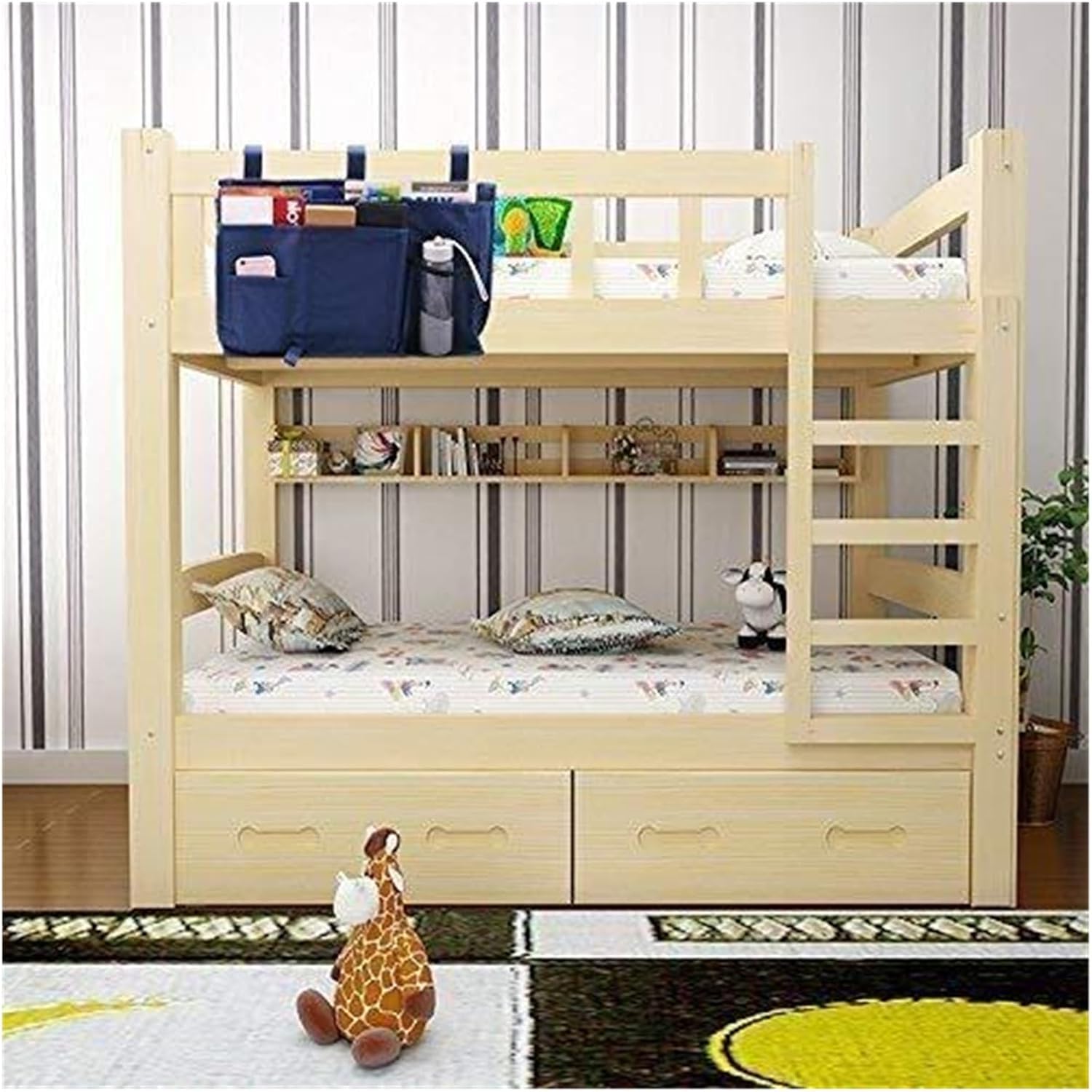 Bedside Caddy Organizer with 3 Adjustable Buckles - Hanging Storage for Phone, Books & Accessories - Fits Bed Rails, Dorms & Travel(A)