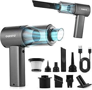 Gesto 3-in-1 Portable Car Vacuum Cleaner, Air Duster & Inflator | 70W High Power, 12000Pa Brushless Motor, 4000mAh Type-C Rechargeable Cordless Handheld Vacuum with Multi Nozzle for Car,Office,Home