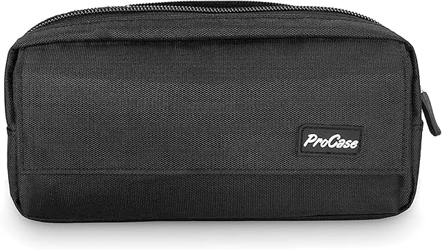 ProCase Pencil Cases for School Students Secondary Boys, Pen Pouch Organizer, Stationery Holder Office Supplies -Black