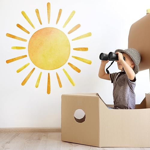 Miniatura 10 de Calcomanías de pared bohemias de 23.62 x 23.62 pulgadas, acuarela para despegar y pegar, calcomanías de pared de PVC con salida del sol, decoración