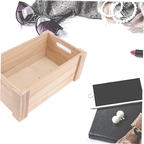 Miniatura 5 de Cesta de almacenamiento de escritorio de madera, armario de almacenamiento rústico, cajas de almacenamiento de madera, caja de almacenamiento de