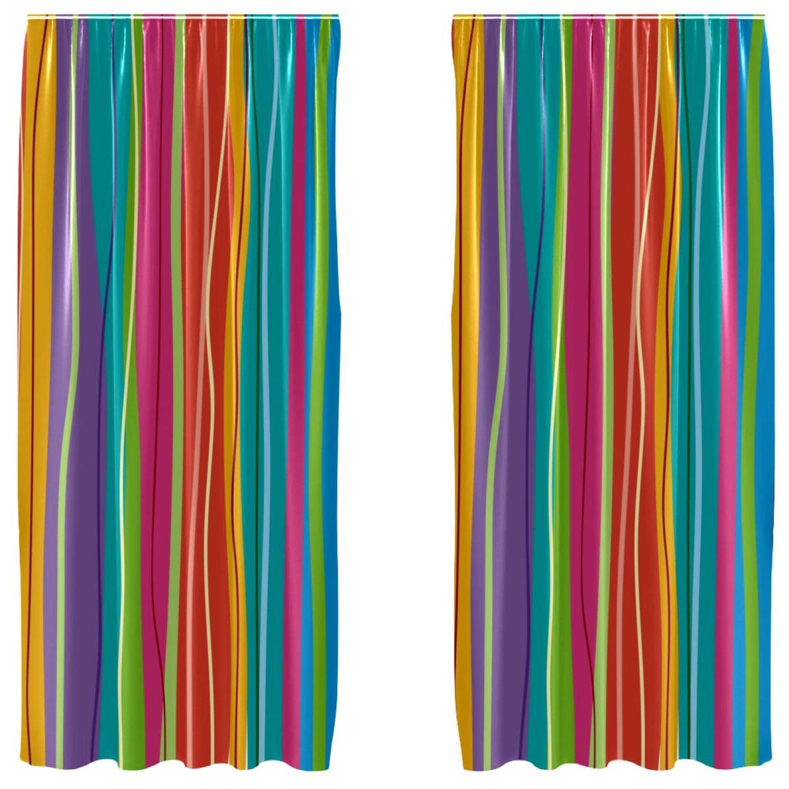 Rideaux occultants à rayures 140x213 cm pour chambre à coucher colorée