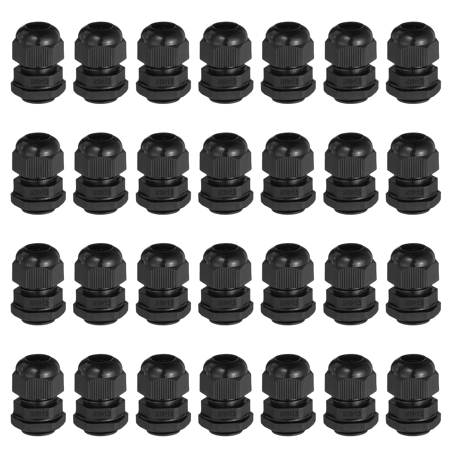 sourcing map 30 Pcs M18 Cable Gland, 5-10mm Wire Hole Waterproof Nylon Joint for Cable Fixing, Wiring, Repairing, Gland Replacement, Electrical Appliances, Black