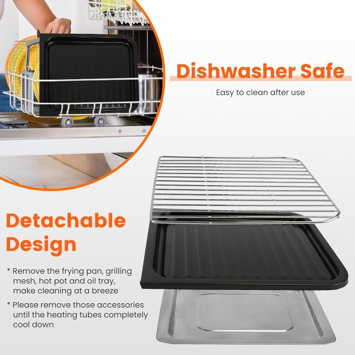 3-in-1 Electric Hot Pot Grill Combo, 1600W Independent Dual Temperature Control Non-Stick Smokeless Detachable Electric Cooker for 3-5 People Family Party Kitchen Dining