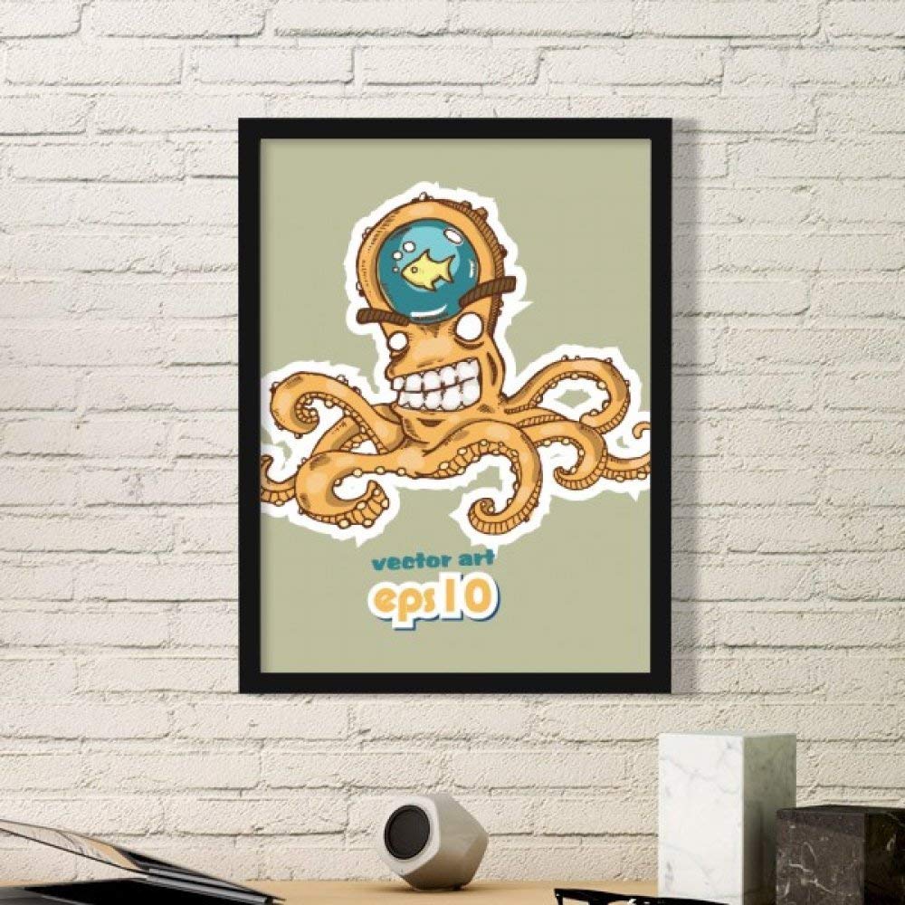 Cadre photo octopus bois noir pour mur vide salon