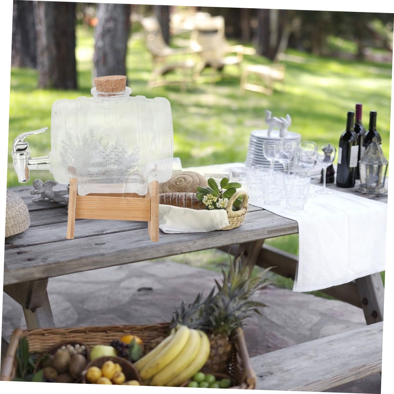 SOLUSTRE Dispensador de Bebidas de Vidrio con Grifo Barril Sellado Base Abs Jarra para Jugos y Vinos el Hogar Recipiente Hermético para Bebidas Refrescantes