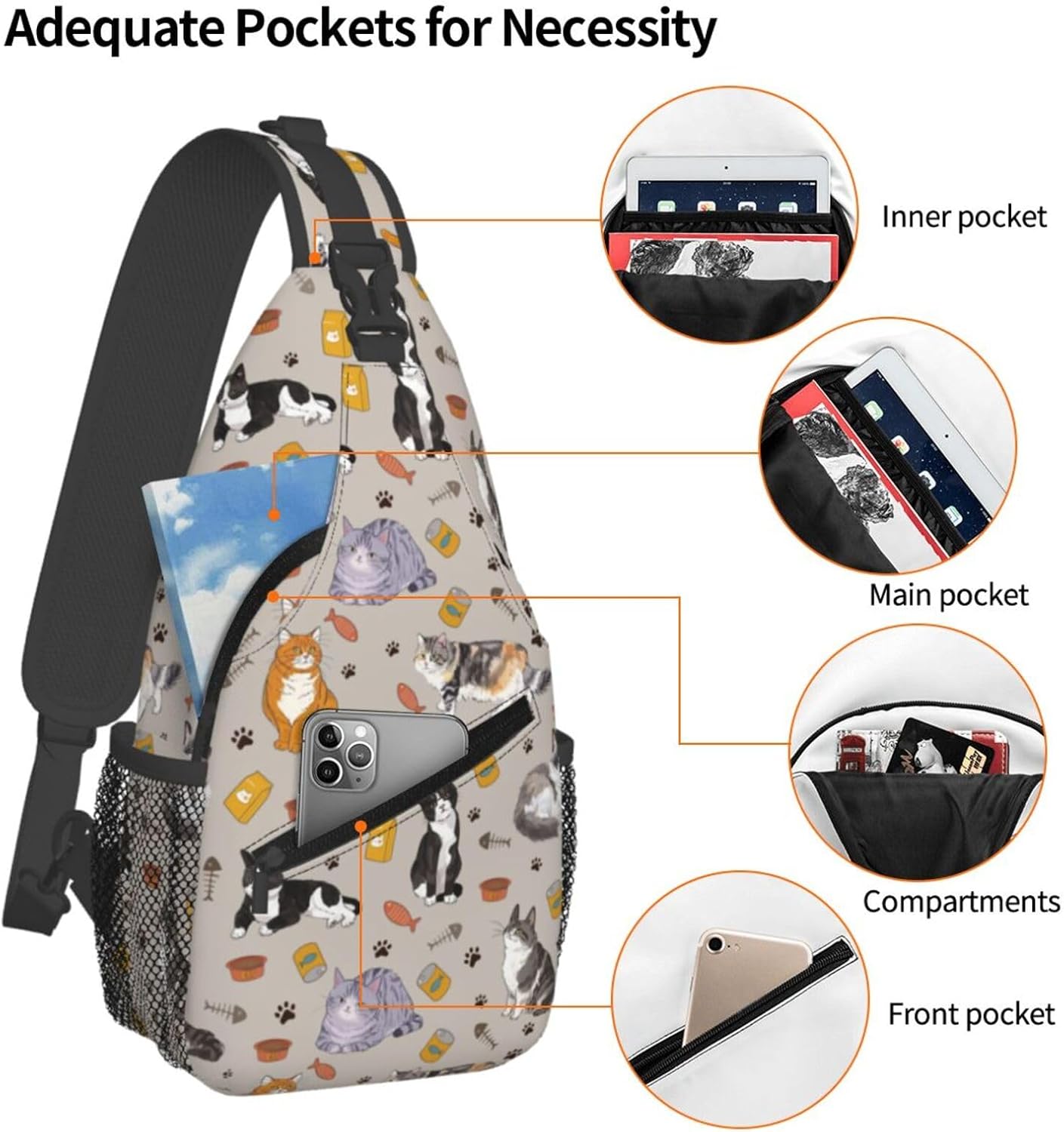 Sling Daypacks,adjustable Rope Crossbody One Shoulder Bag Travel Hiking Cycling for Men Women Gift… - Image 2