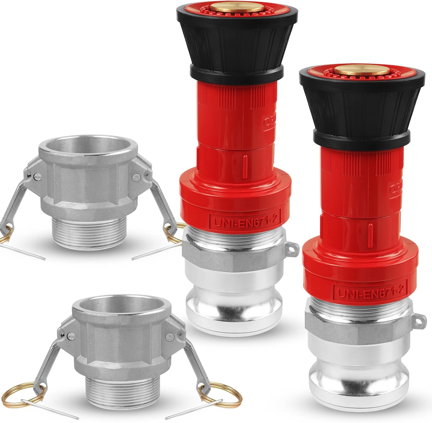 NOVINO Fire Hose Nozzle,2 inch NPSH Heavy-Duty Industrial Fire Hose Constant Flow Fog Nozzle with 2" Aluminum Camlock Fitting Coupling Equipment,2 Pack