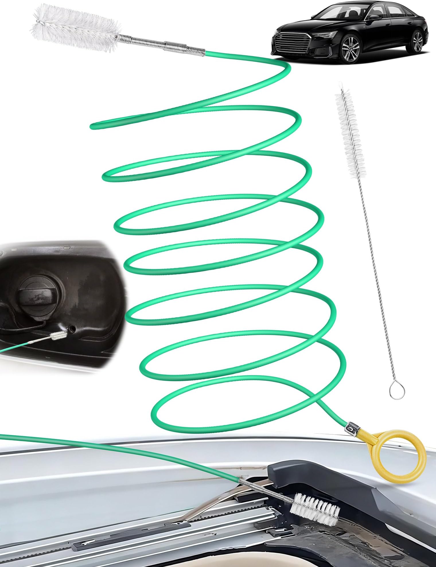 Upgraded Auto Sunroof Drain Cleaning Tool, 120 Inch Long Flexible Drain Brush Pipe Cleaners for Car, Slim Drain Dredging Tool Tube Cleaning Brush Perfect for Car Sunroof, Windshield Wiper Drain Hole