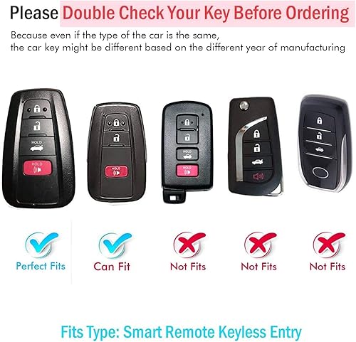 Miniatura 2 de Sindeda Funda compatible con llavero Toyota con llavero de cuero, protección completa de TPU suave, funda para llavero RAV4, Camry, Avalon, Corolla,