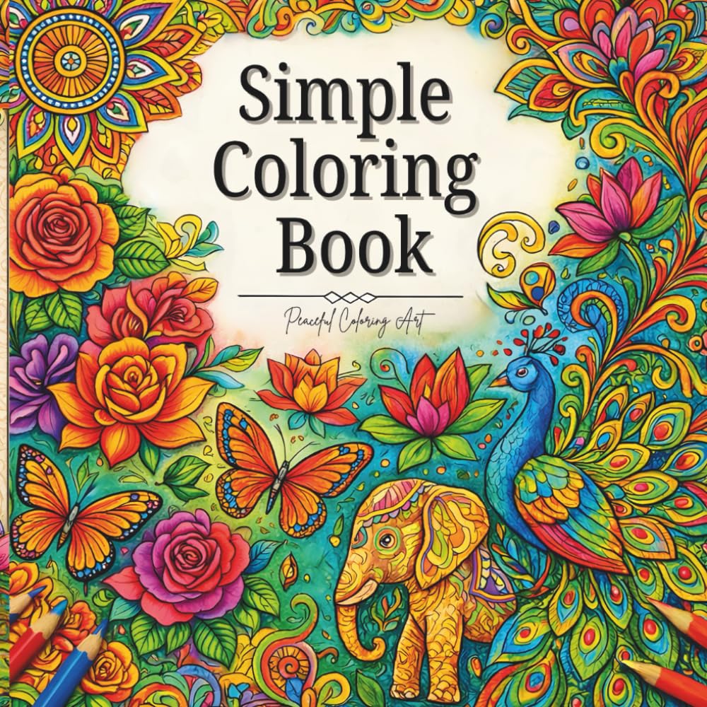 Stress Relief Coloring Book for Adults: Animals • Mandalas • Flowers • Patterns
