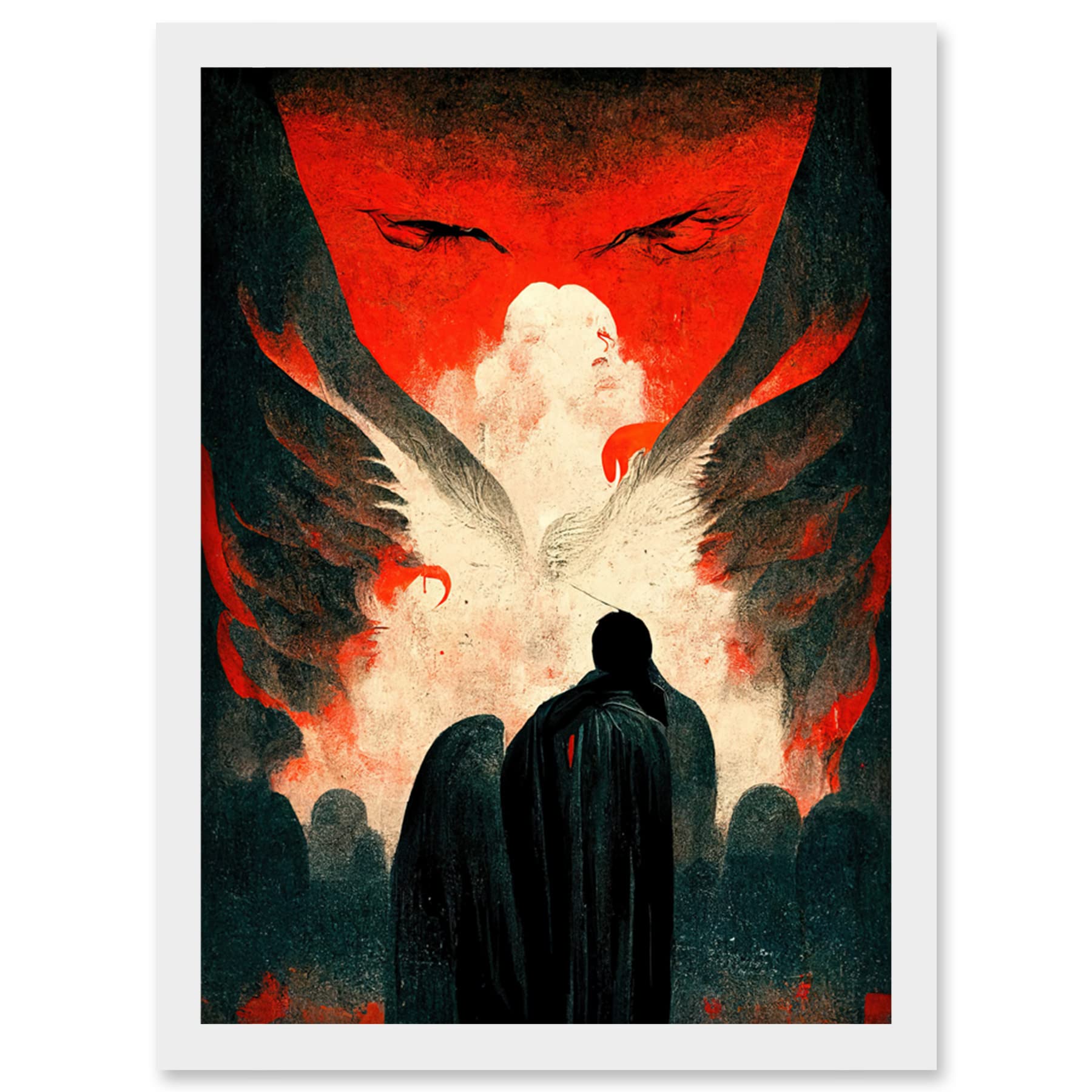 Gates of Hell Framed Wall Art Print - Devil Satan Lucifer Evil Artwork - A4 Size - Artery8