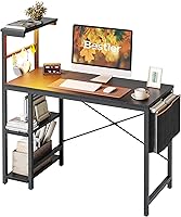 Vista 9 de Bestier Gaming Desk with LED Lights, 44 Inch PC Gamer Desk for Small Spaces, Computer Desk with Reversible Storage Shelves & Side Storage Bag