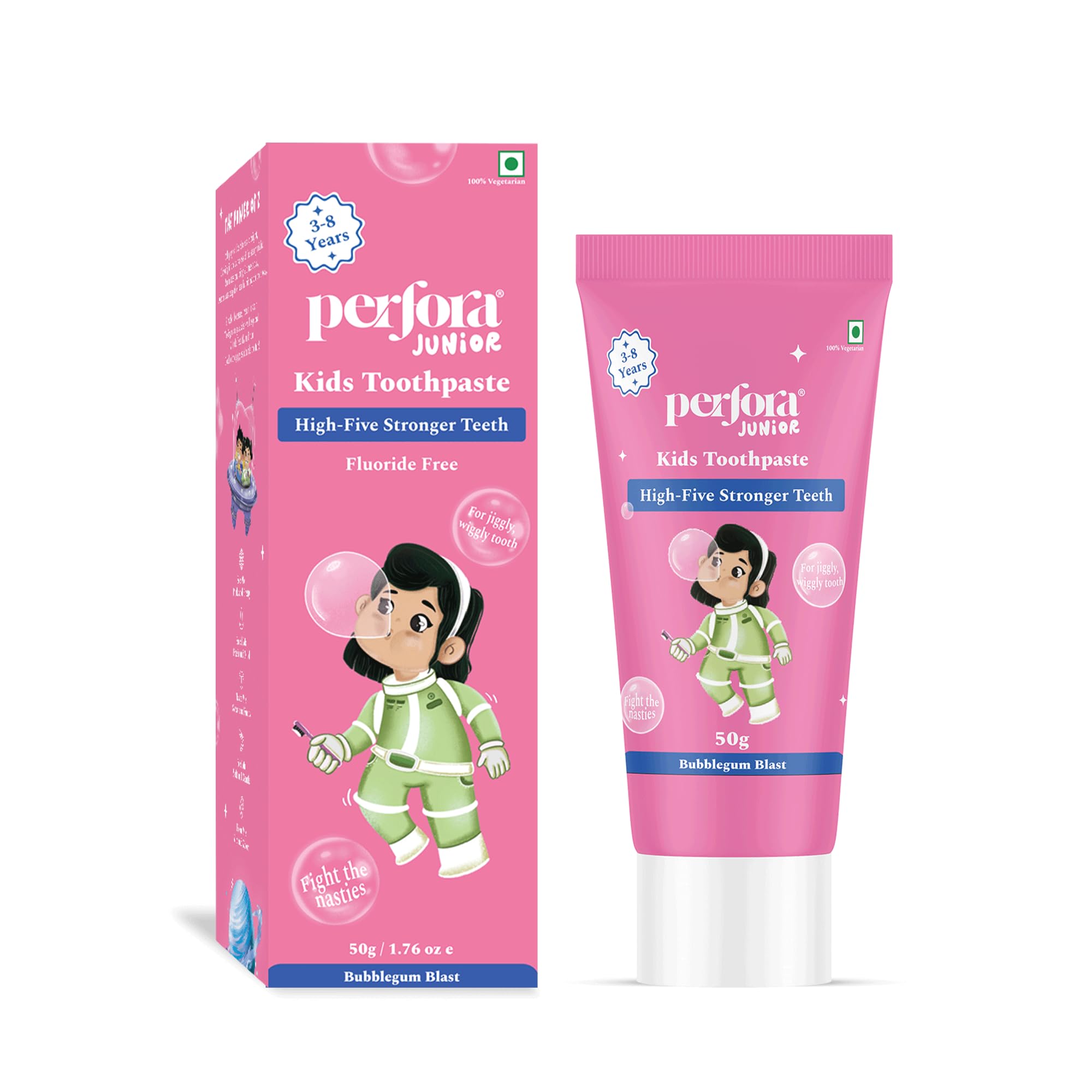 Perfora Kids Toothpaste 50g | Fluoride & SLS Free Paste | Bubblegum Blast | Prevents Cavities, Strengthens Teeth & Protects Enamel | Safe for Ages 3-8 | Gentle & Effective Oral Care