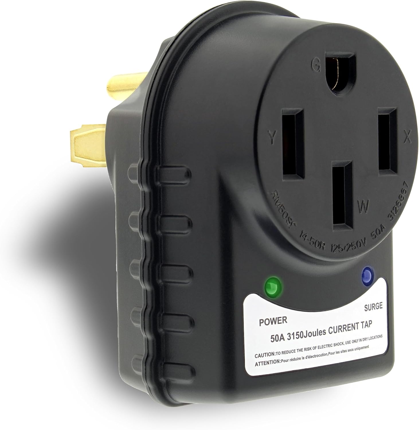 Dumble 50 AMP RV Surge Protector Plug - 14-50P / 14-50R Camper Circuit Power Extension Cord RV Power Surge Adapter