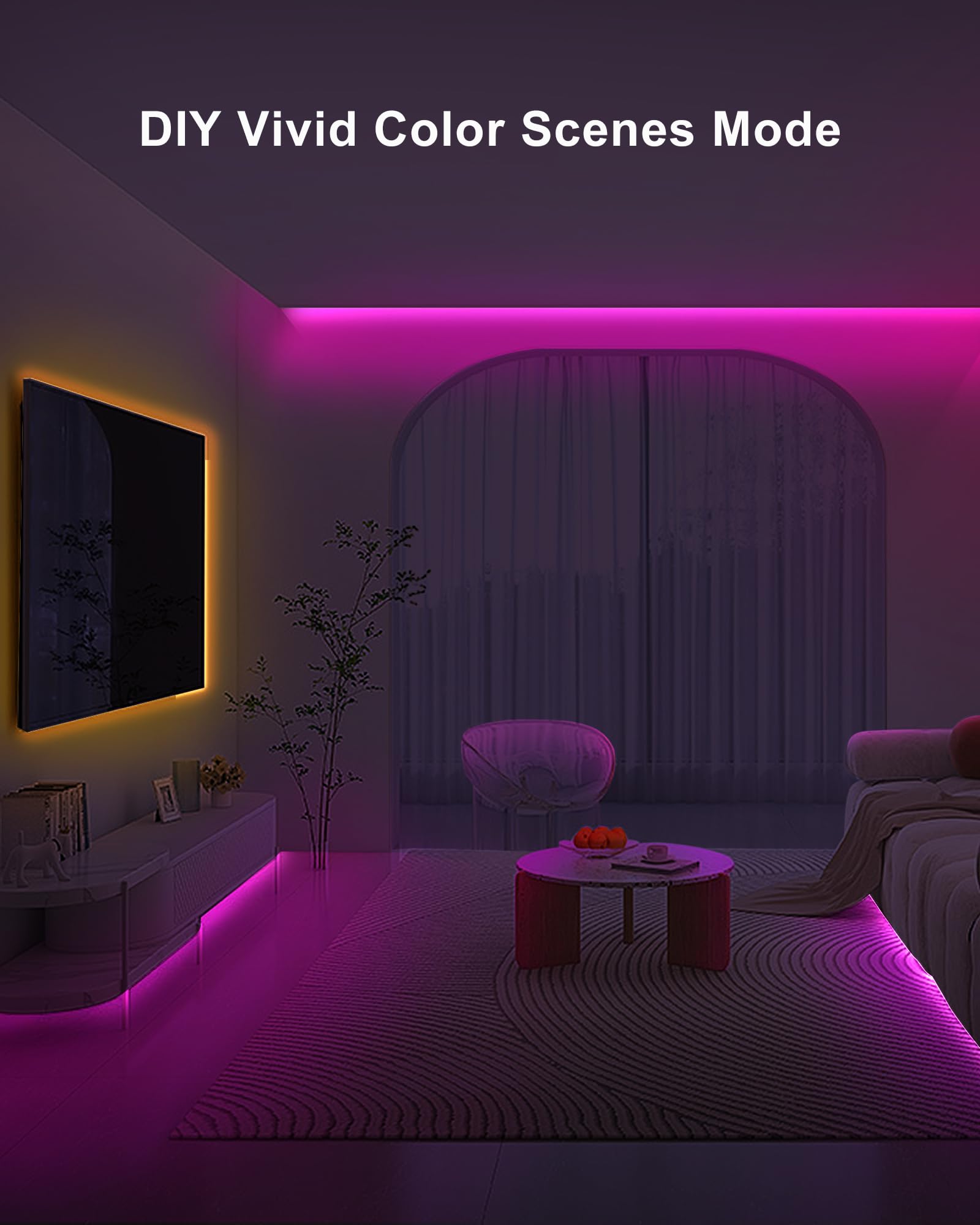 Tatazone Bande lumineuse LED COB Bluetooth RGB COB de 5 pieds avec télécommande, application intelligente à intensité variable, synchronisation de musique à changement de couleur, lumières LED COB