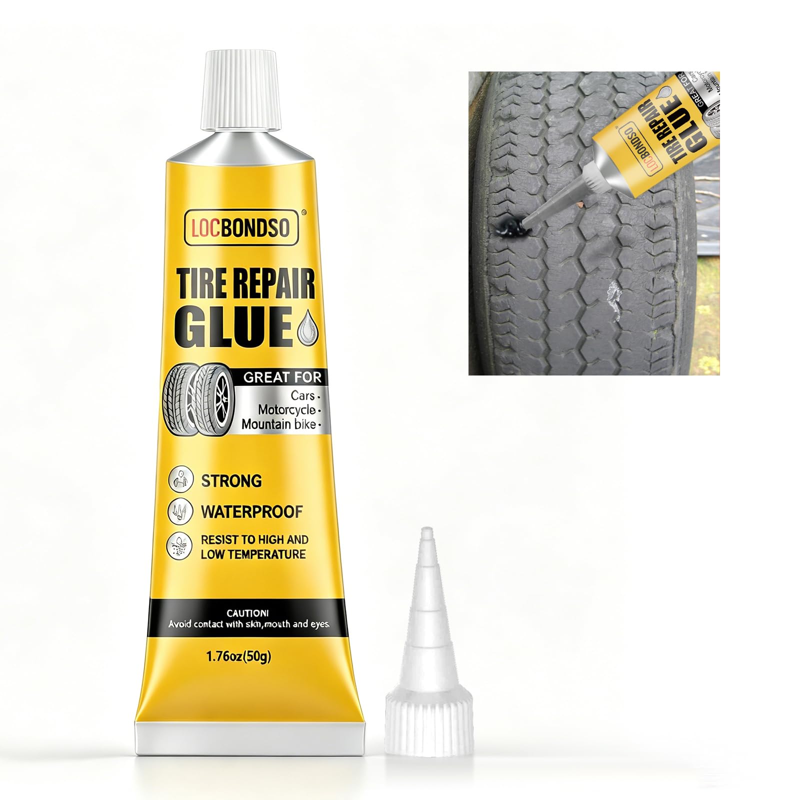LOCBONDSO Mastice Riparazione Pneumatici 50g Nera per Bici Moto Auto
