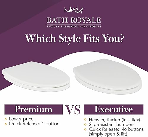 Miniatura 8 de Asiento de inodoro alargado BR501-01 con cierre silencioso, resistente a las manchas y fácil de mantener limpio, resistente, se adapta a todas las