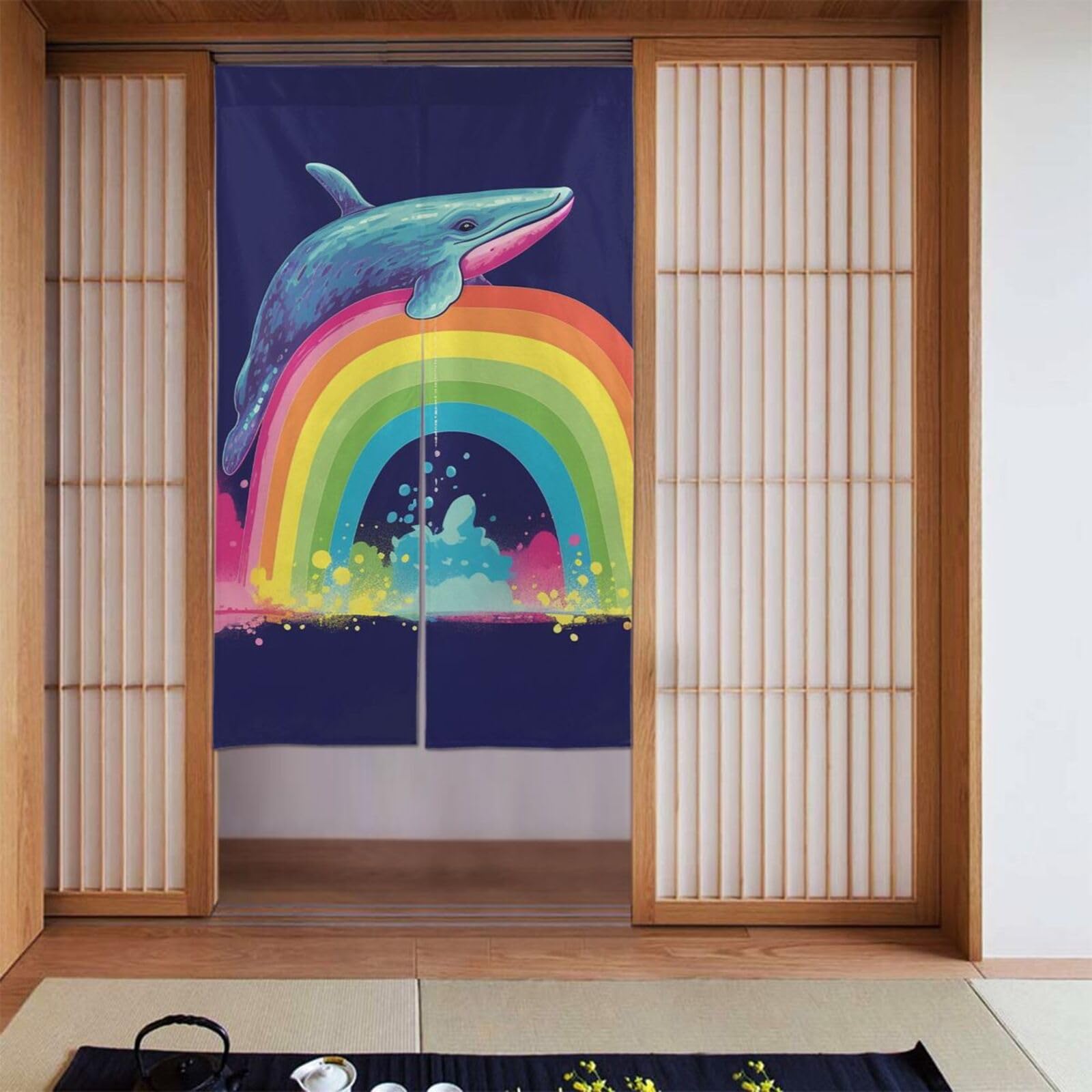 Rideaux occultants pour portes baleine arc-en-ciel bloquant la lumière