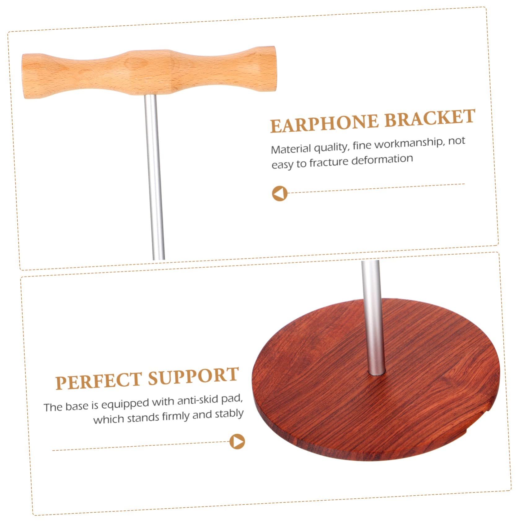 Uonlytech 2pezzi Supporto Per Cuffie Legno Organizzatore Da Scrivania Con Base Antiscivolo Per Cuffie Auricolari e Accessori Design Stabile Per Casa e Ufficio