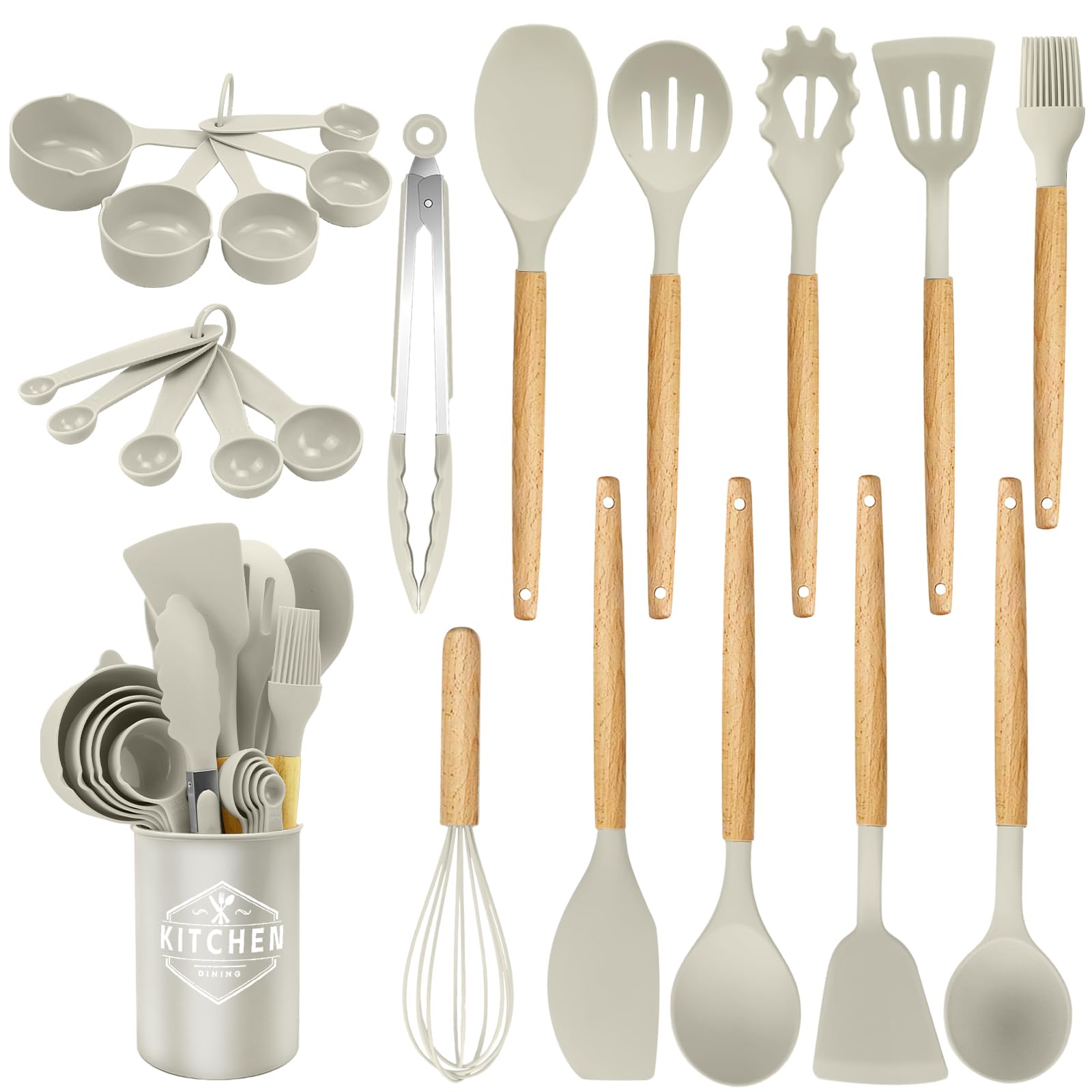 Yoehka Set 4 Utensili Da Cucina In Silicone – Spatole E Cucchiai Resistenti Al Calore (232°C), Manici In Acciaio Inox, Adatti A Pentole Antiaderenti, Lavastoviglie, Senza BPA - 2