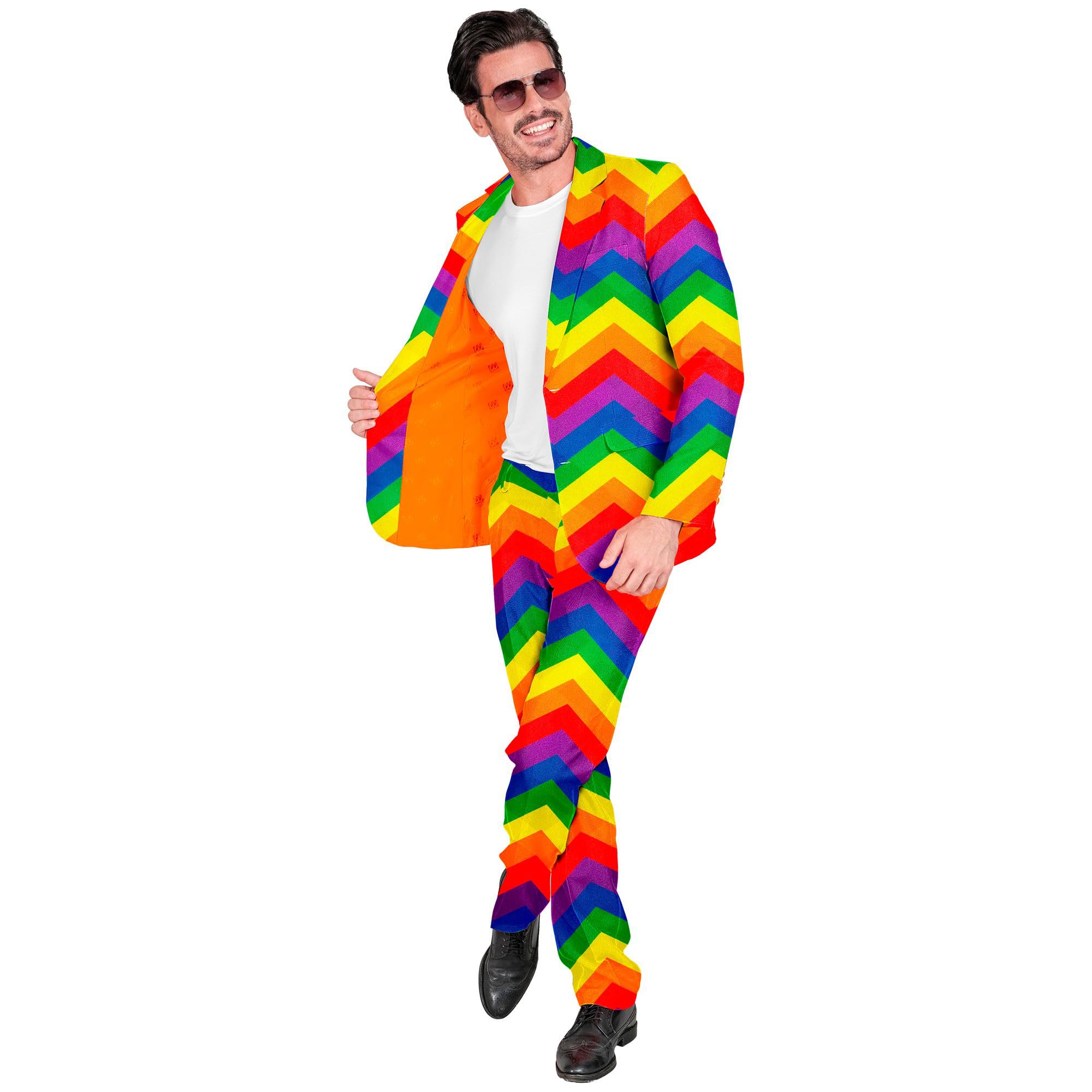 W WIDMANN MILANO Party Fashion - Conjunto traje años 80 hombre | Con chaqueta y pantalones, llamativo estilo retro, disfraz para Carnaval, festivales y fiestas temáticas