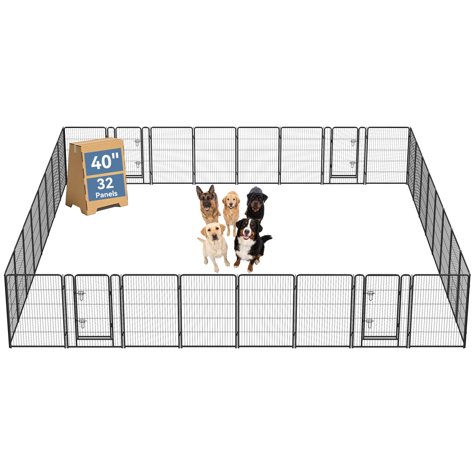 DUMOS Dog Playpen 40 Inch 32 Panels Indoor Outdoor Metal Pet Fence