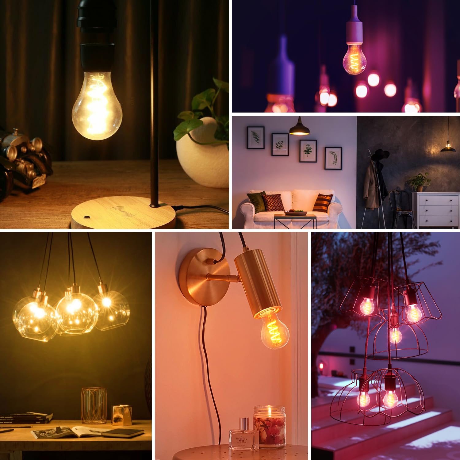 LVWIT Żarówki LED Wifi Smart E27 Vintage Retro Edison 470 lm, RGB, 6,3 W odpowiednik 40 W, żarówki Alexa, inteligentna żarówka, inteligentna żarówka, możliwość przyciemniania, Alexa światła,