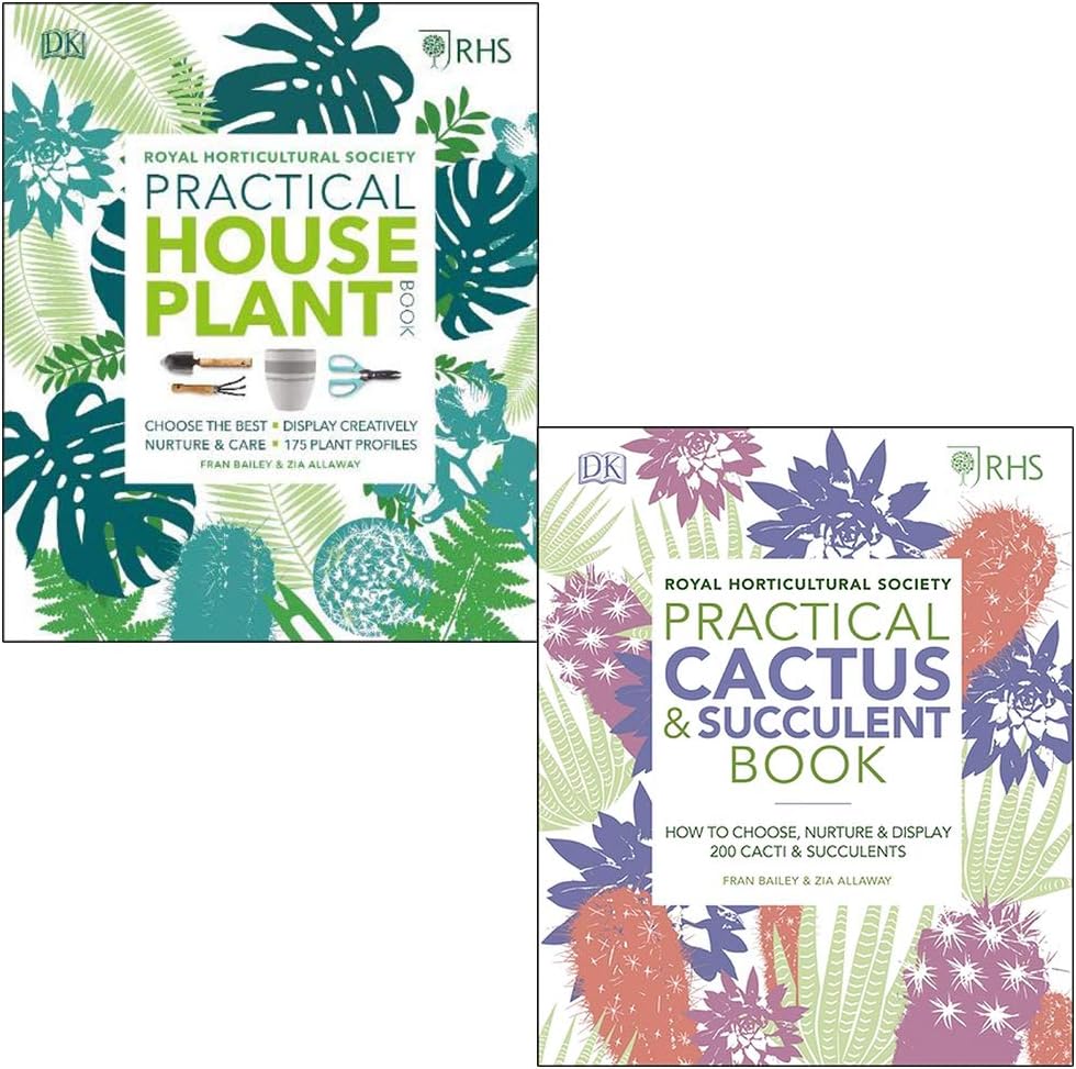 RHS Practical House Plant Book, RHS Practical Cactus and Succulent Book 2 Books Collection Set