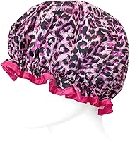 Vista 4 de Wrapables® Elegantes gorros de ducha impermeables de doble capa (juego de 4), estampado animal y puntos