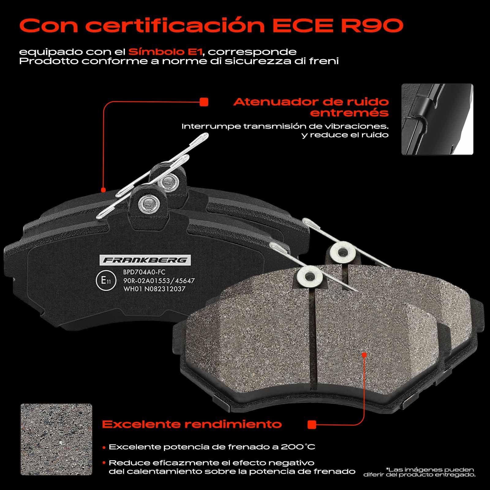 Frankberg 2 discos de freno 4 pastillas de freno | 6N0615301D; Compatible con: Toledo I 1L2, Golf III Cabriolet 1E7, Polo 6N1, C.a.d.d.y II MPV 9K9B, Polo Variant 6V5