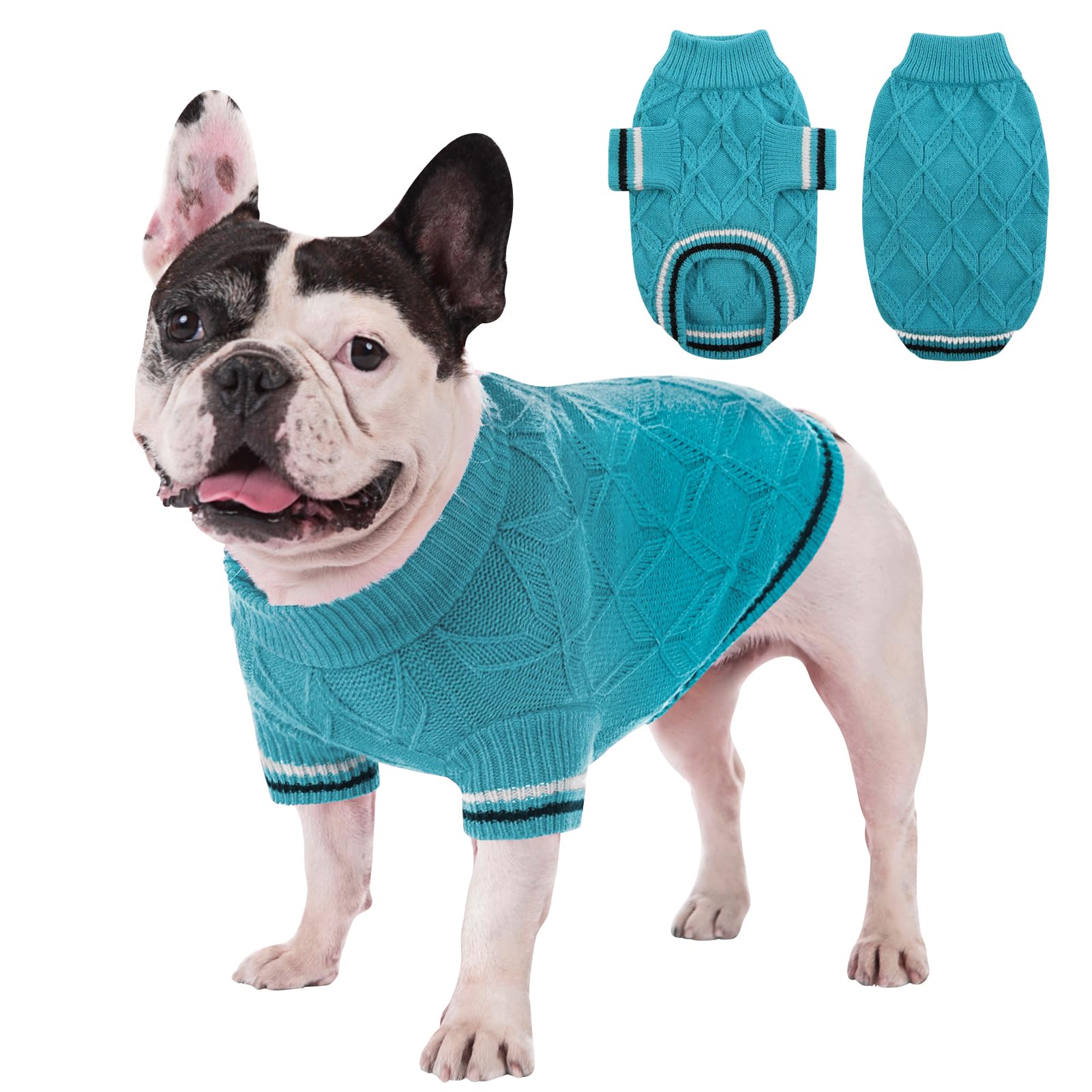 AOFITEE Dog Pullover Sweater, Warm Knitted Dog Sweaters for Small Medium Dogs, Cold Weather Small Dog Sweatshirt Solid Cat Christmas Sweater for Girls Boys Chihuahua Yorkie Teacup