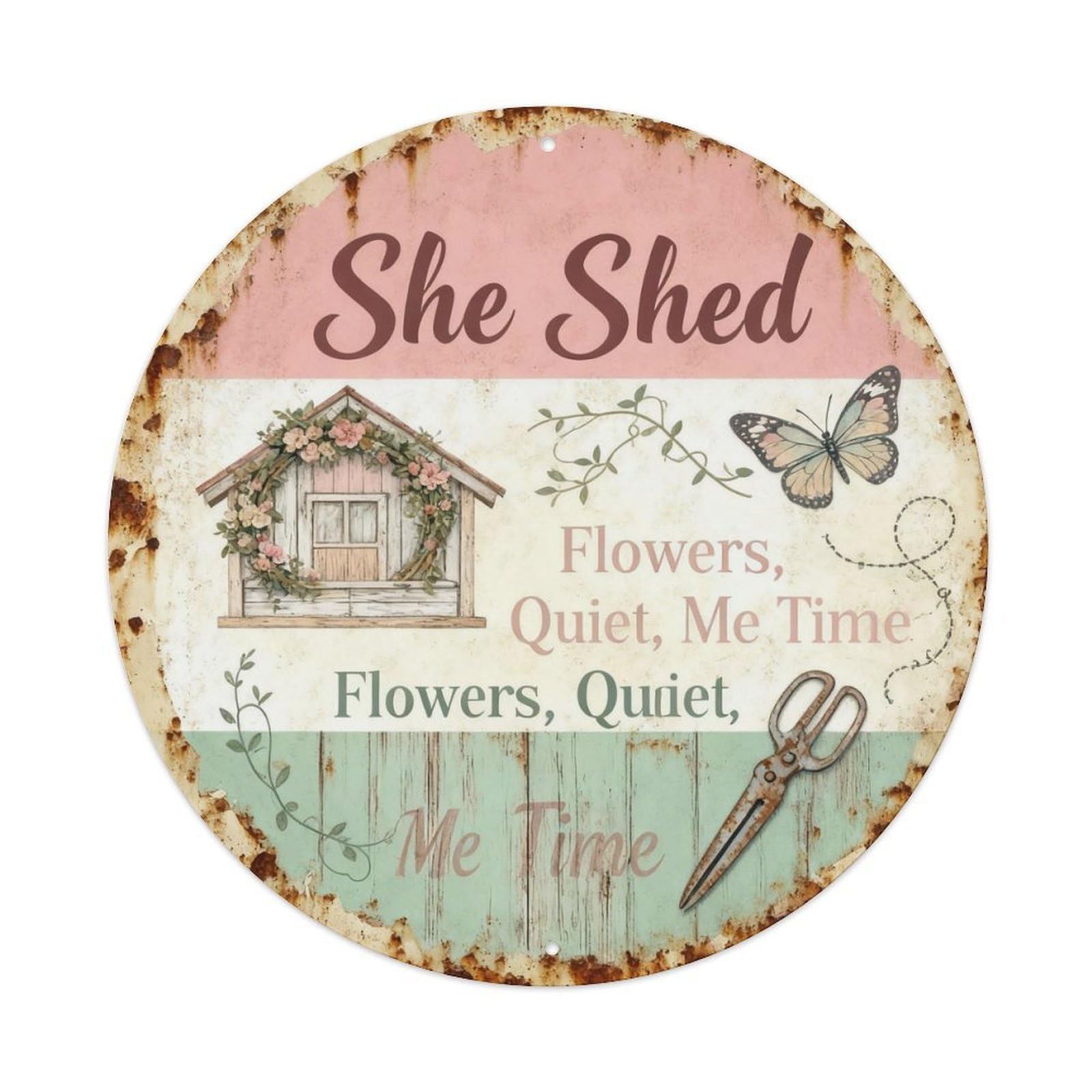 She Shed Garden Retreat Decor Metal Tin Sign Plaque