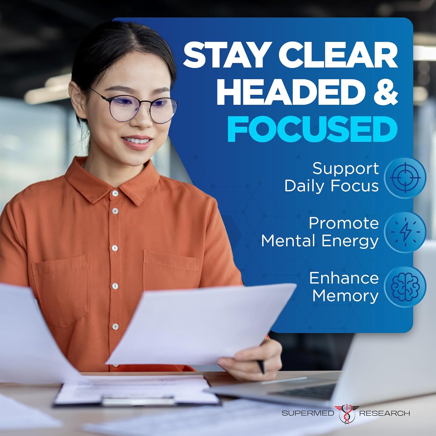 Mental Clarity & Focus Supplement with Bacopa, Rhodiola, Ginkgo Biloba, Huperzine, Vitamin B12, DMAE – Vegan Nootropic Brain Supplement for Memory and Brain Health (120 Capsules) - Image 5