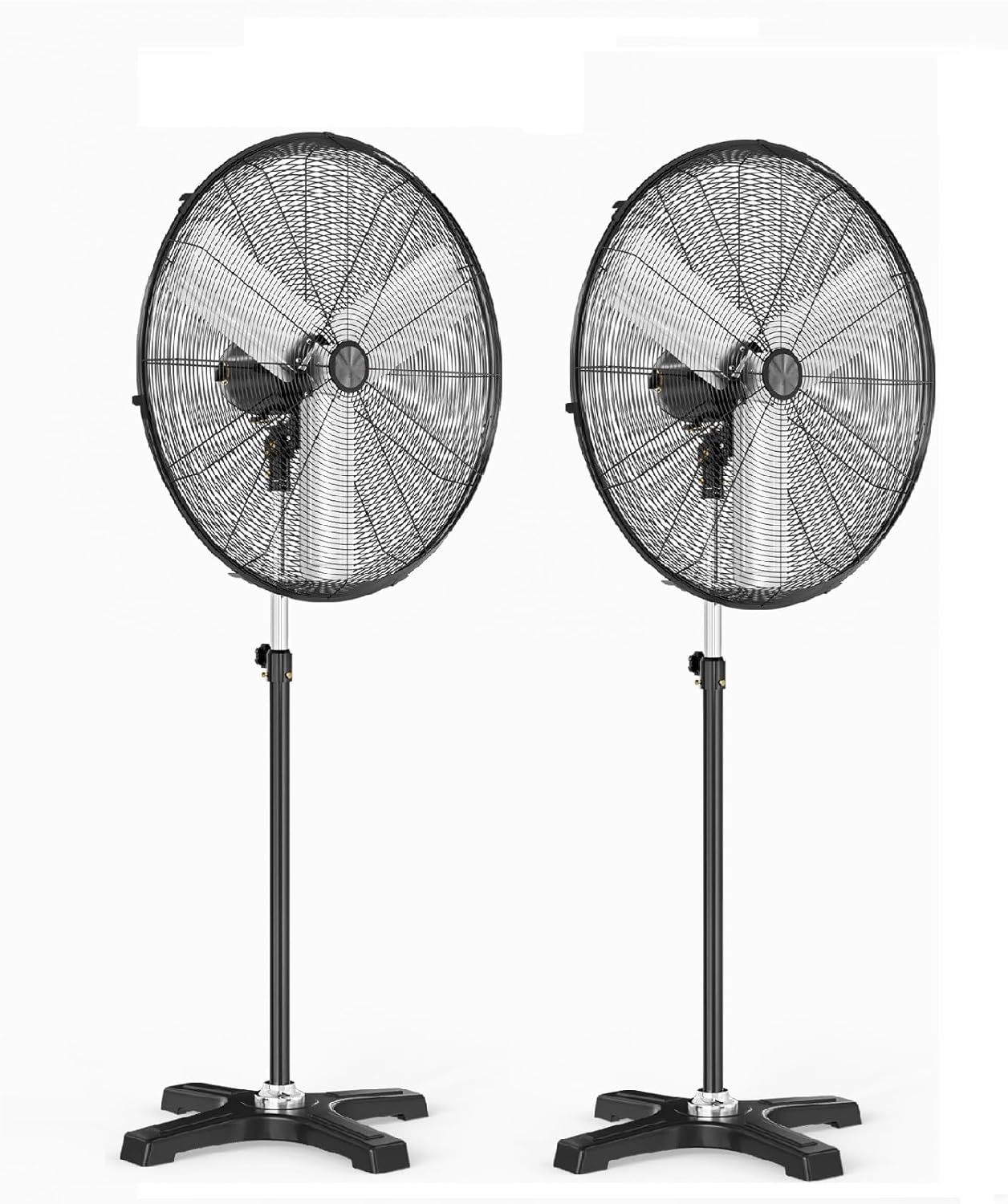 Bonnlo 7600CFM High Velocity Industrial Pedestal Fan, 24" Oscillating Floor Fan with Copper Motor and Aluminum Blades, Adjustable Height, Suitable for Shop, Garage, Patio & Barn, UL Safety Certified